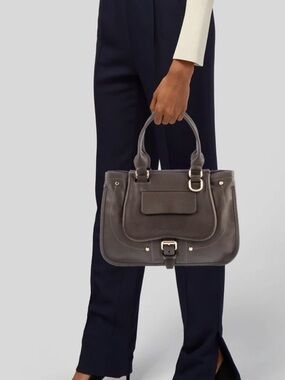 Longchamp Balzane Leather Bag in Dark Gray/Gunmetal EUC